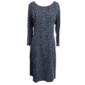 Talbots Gray Blue Black Leopard Print 3/4 Sleeve Dress Size 12